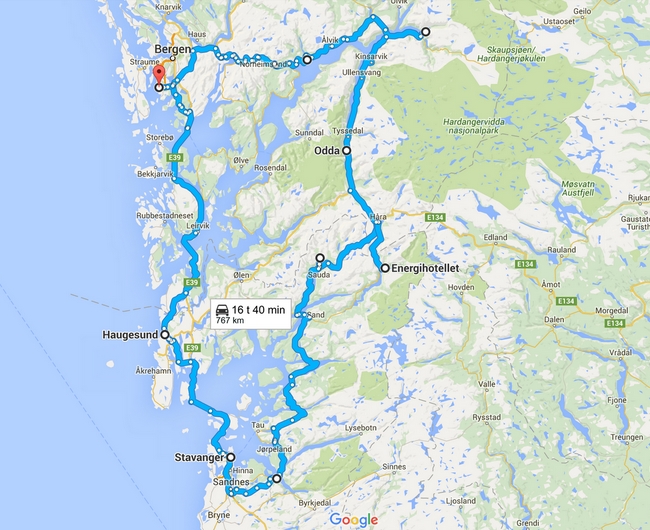 Vuoden 2012 reitti - Napsauta kuvaa, niin kartta aukeaa Google Mapsiin.