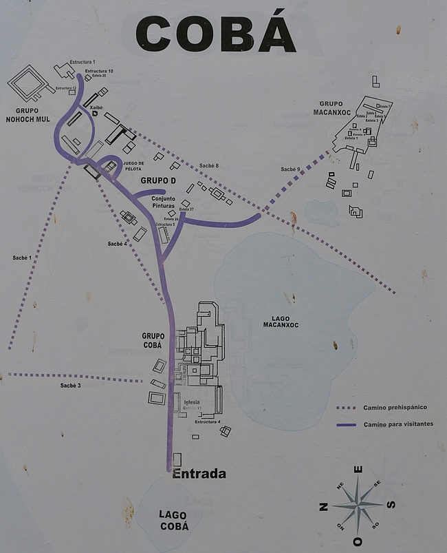 Coban maya-kaupungin kartta.