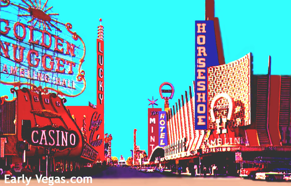 Las Vegas - Fremont Streetin historiallisia kasinoita 1950-luvulla.