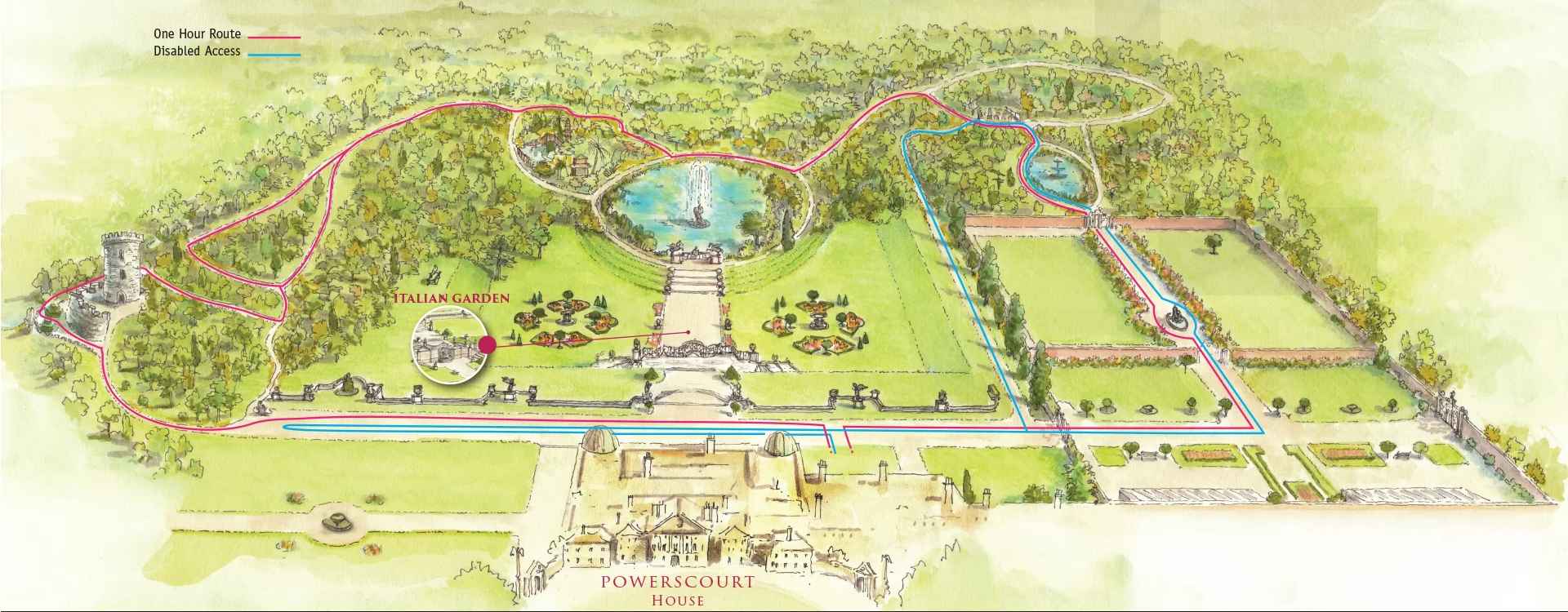 Powerscourt Garden -kartta